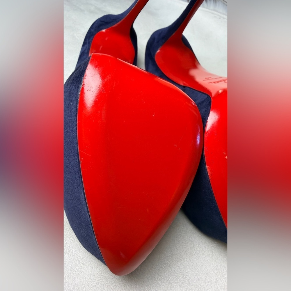 Christian Louboutin Lady 160 mm Pumps Navy Blue Suede Platform Heels Size EU 40 - Picture 9 of 15